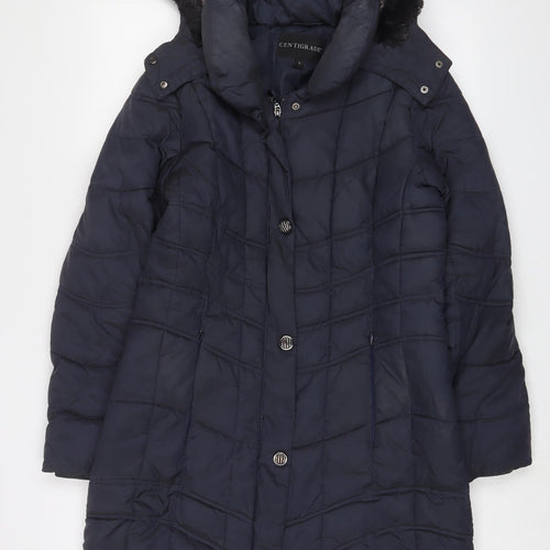 Centigrade Womens Blue Quilted Coat Size S Zip