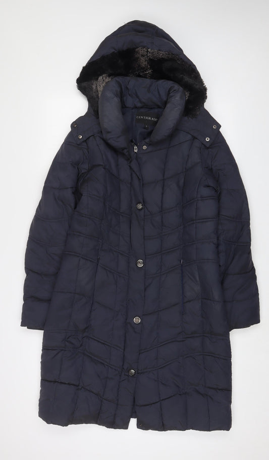 Centigrade Womens Blue Quilted Coat Size S Zip