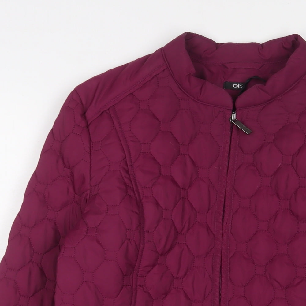 Olsen Womens Purple Quilted Jacket Size 12 Zip