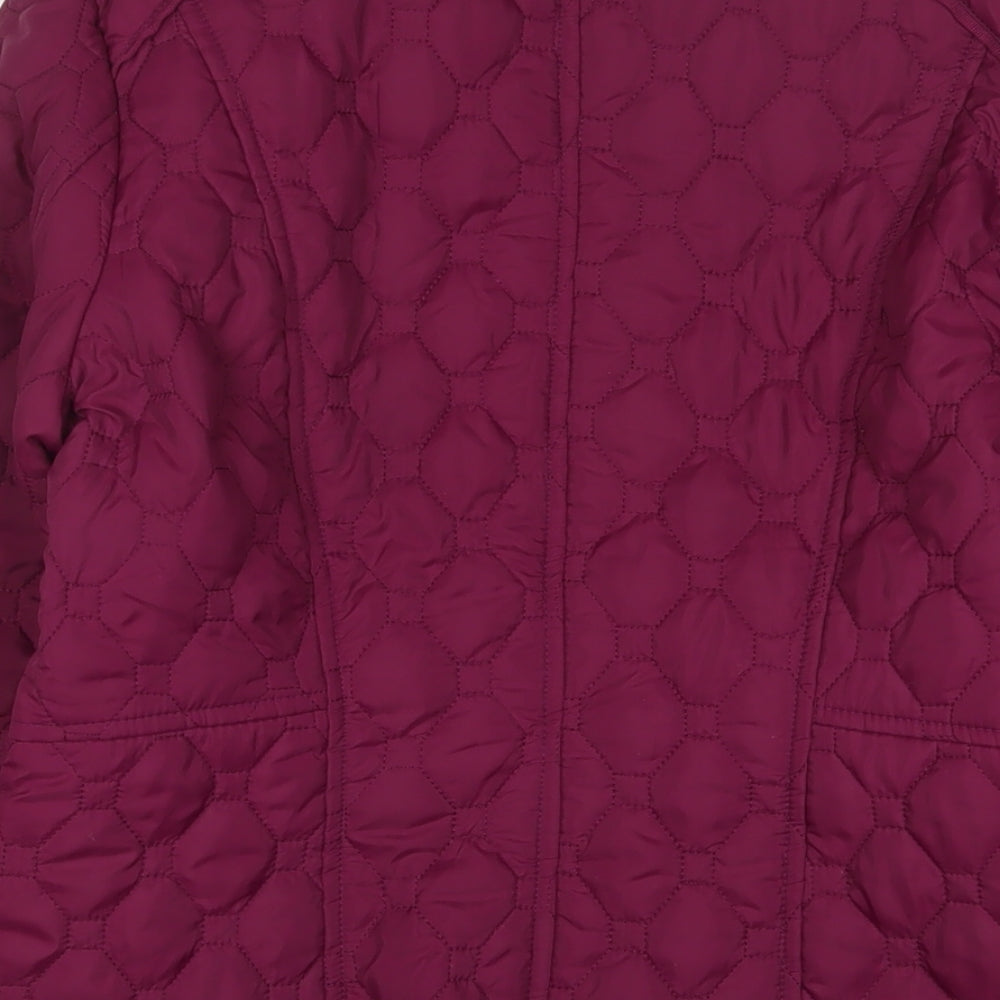 Olsen Womens Purple Quilted Jacket Size 12 Zip