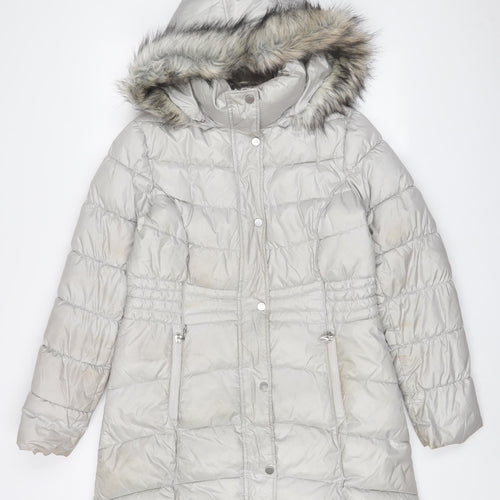 Gallery Womens Grey Quilted Coat Size M Zip