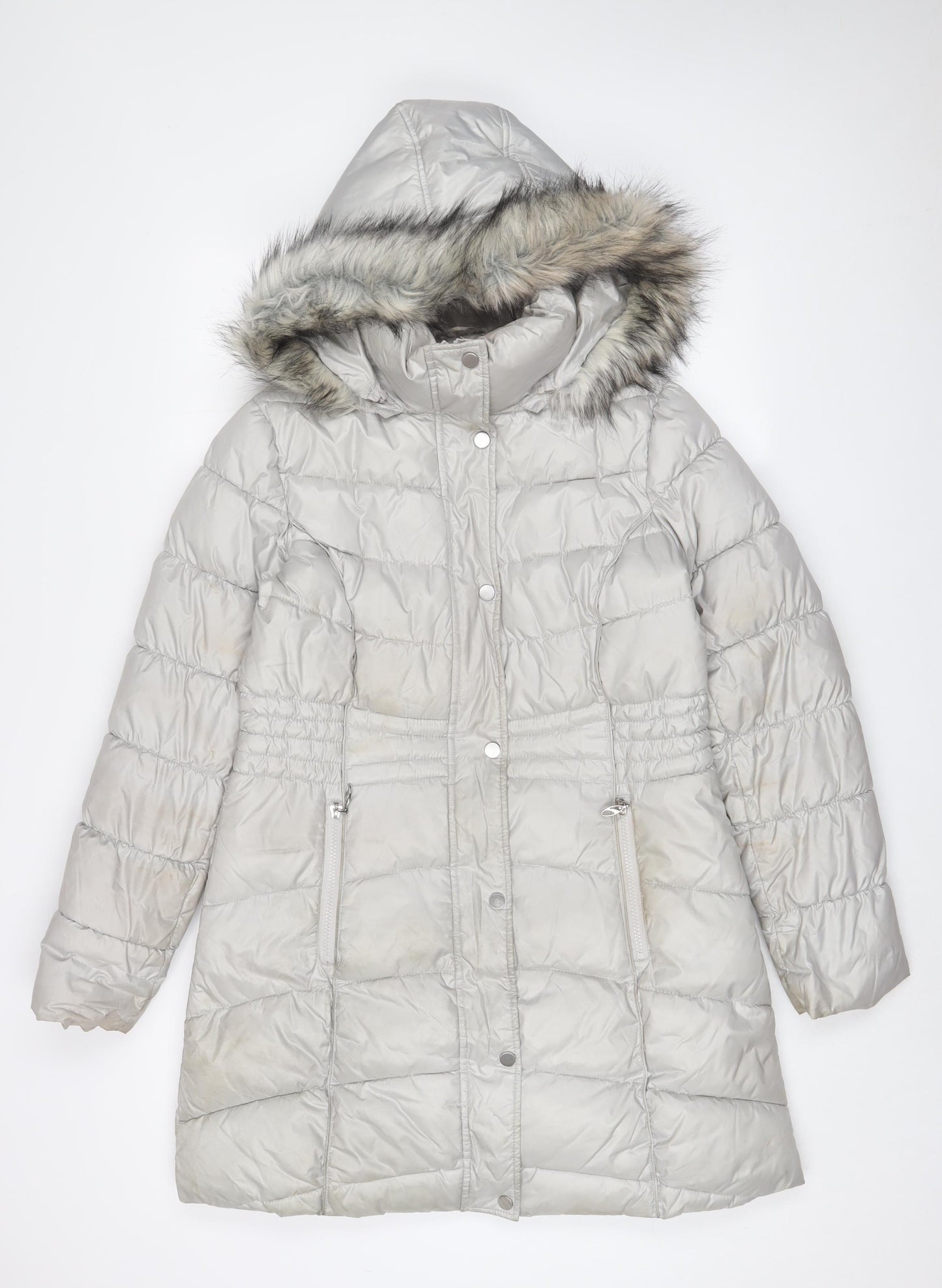 Gallery Womens Grey Quilted Coat Size M Zip