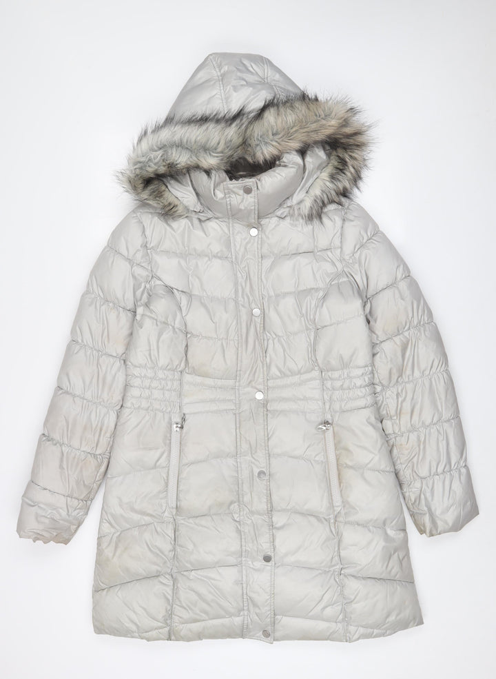 Gallery Womens Grey Quilted Coat Size M Zip