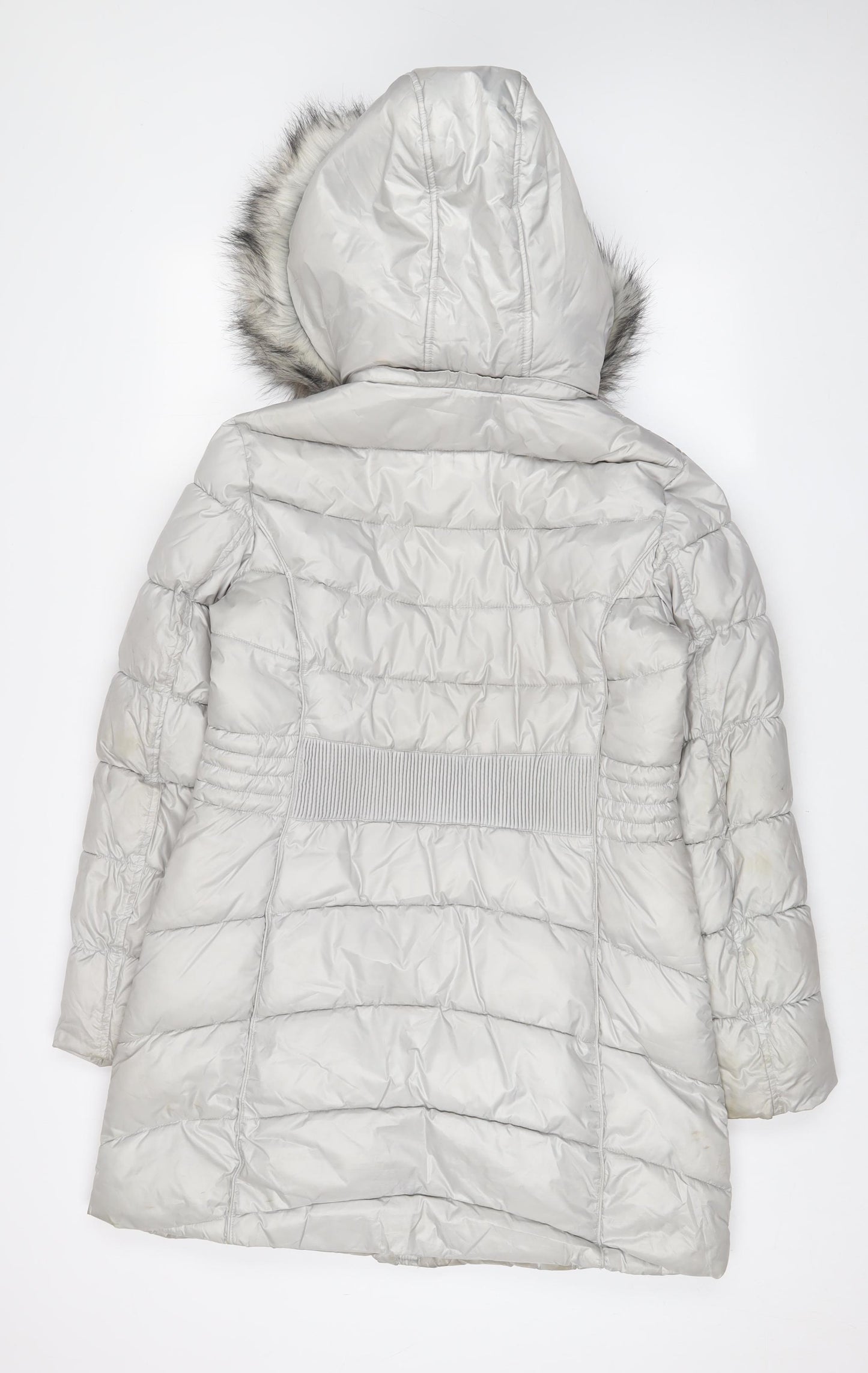 Gallery Womens Grey Quilted Coat Size M Zip