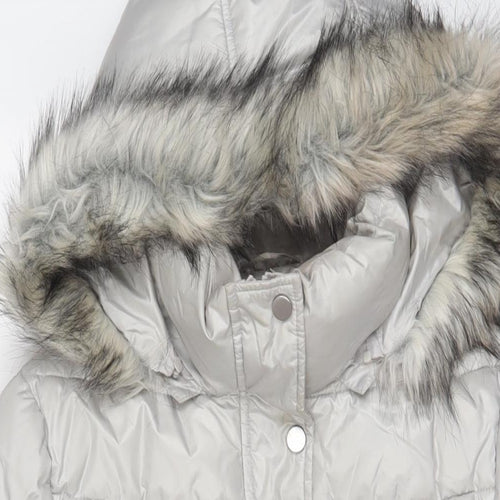 Gallery Womens Grey Quilted Coat Size M Zip