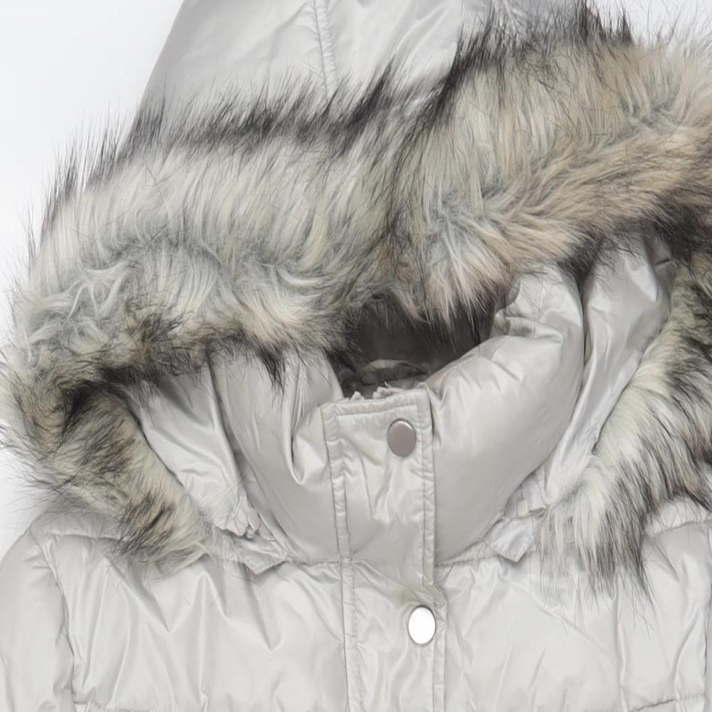 Gallery Womens Grey Quilted Coat Size M Zip