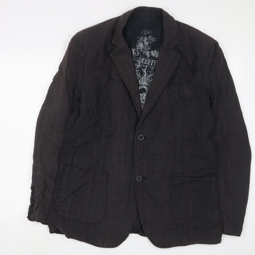 Debenhams Mens Brown Plaid Jacket Blazer Size L Button