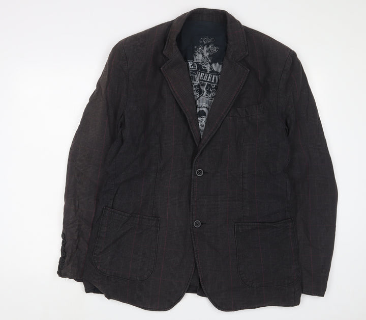 Debenhams Mens Brown Plaid Jacket Blazer Size L Button