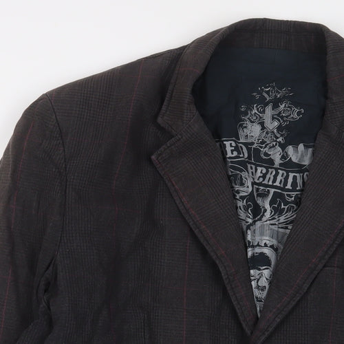 Debenhams Mens Brown Plaid Jacket Blazer Size L Button
