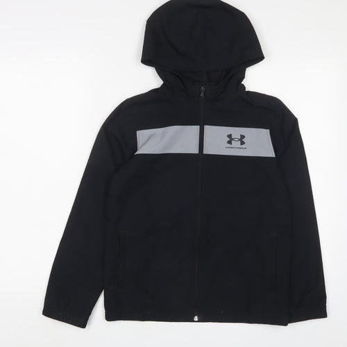 Under armour Boys Black Jacket Size 9-10 Years Zip - Logo