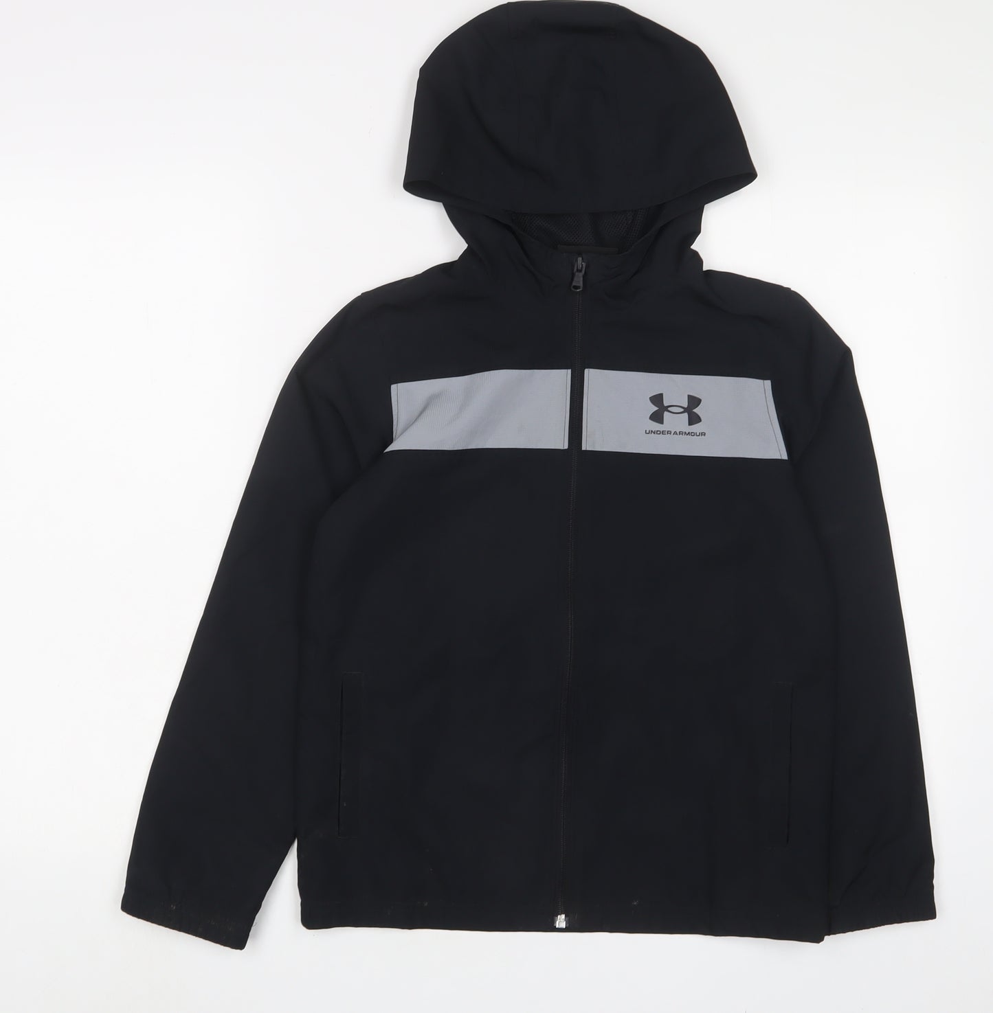 Under armour Boys Black Jacket Size 9-10 Years Zip - Logo