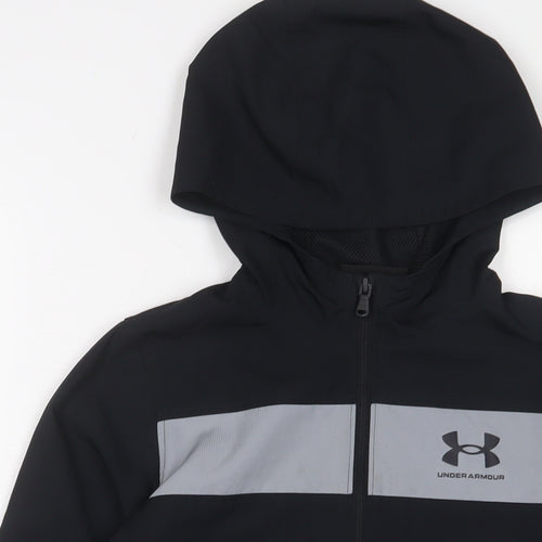 Under armour Boys Black Jacket Size 9-10 Years Zip - Logo