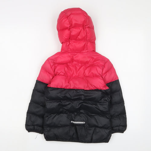 adidas Girls Black Puffer Jacket Coat Size 5-6 Years Zip - Logo