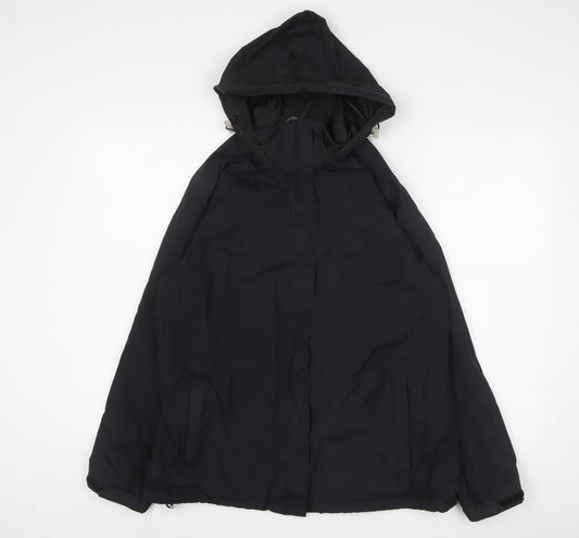 Regatta Womens Black Rain Coat Coat Size 14 Zip - Logo, Embroidered