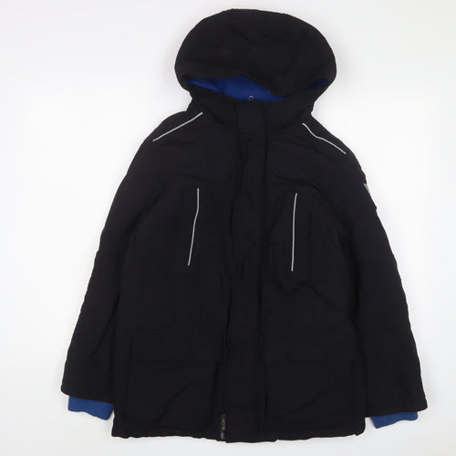 United Colors of Benetton Boys Black Basic Coat Coat Size 10-11 Years Zip