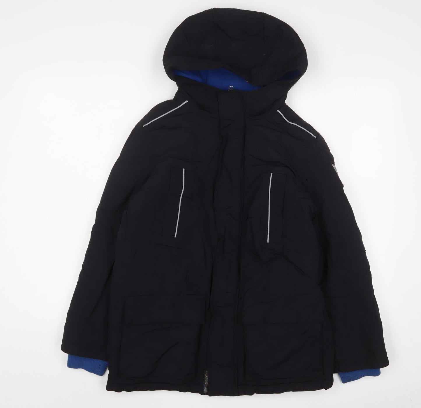 United Colors of Benetton Boys Black Basic Coat Coat Size 10-11 Years Zip