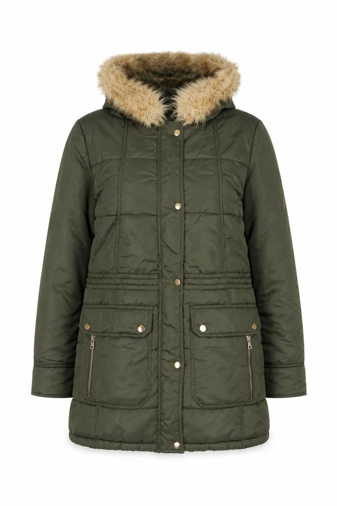Threadbare Womens Green Parka Coat Size 10 Zip