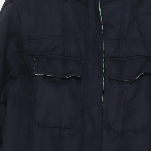 Cotton Traders Womens Blue Quilted Coat Size 14 Zip