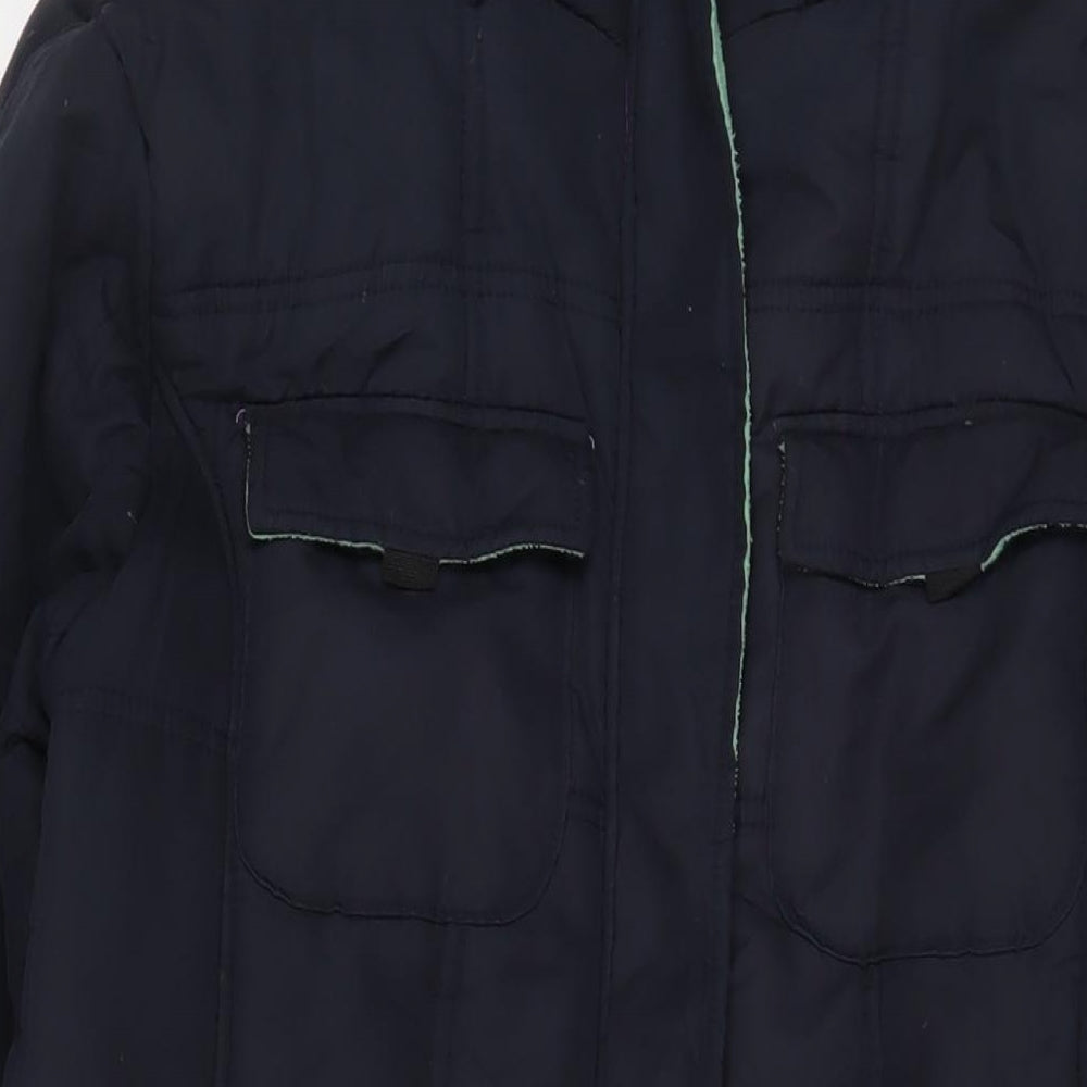 Cotton Traders Womens Blue Quilted Coat Size 14 Zip