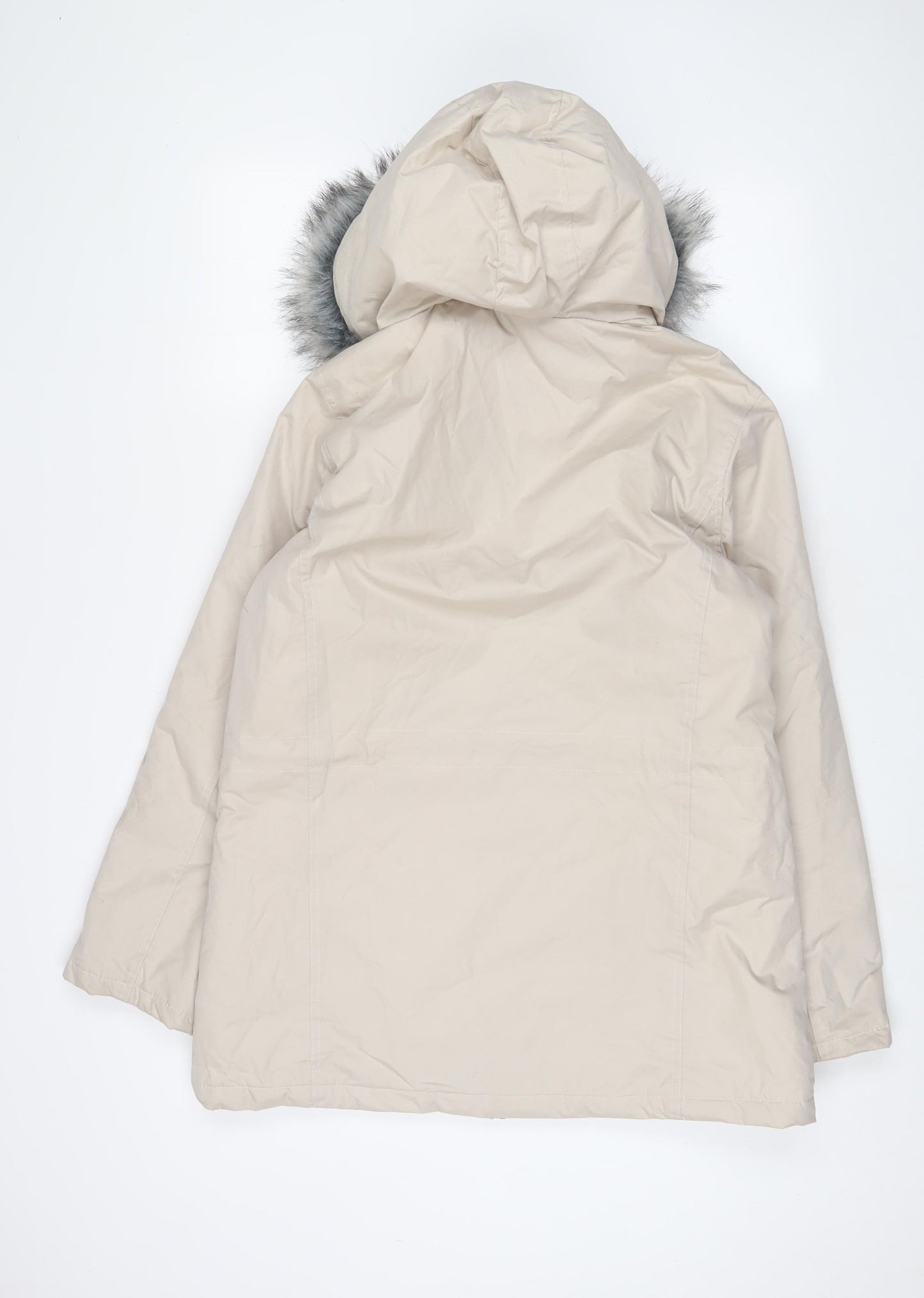 Atlas Womens Beige Parka Coat Size 8 Zip