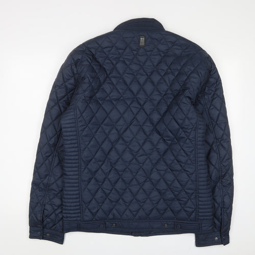 Crosshatch Mens Blue Quilted Jacket Size L Zip - Logo