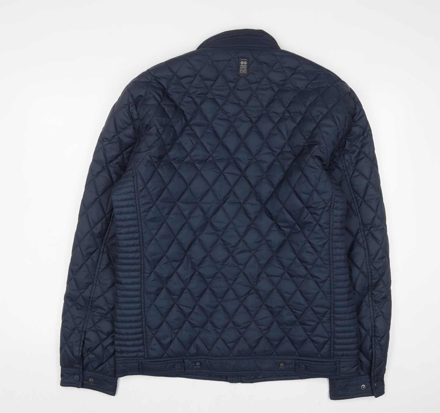 Crosshatch Mens Blue Quilted Jacket Size L Zip - Logo