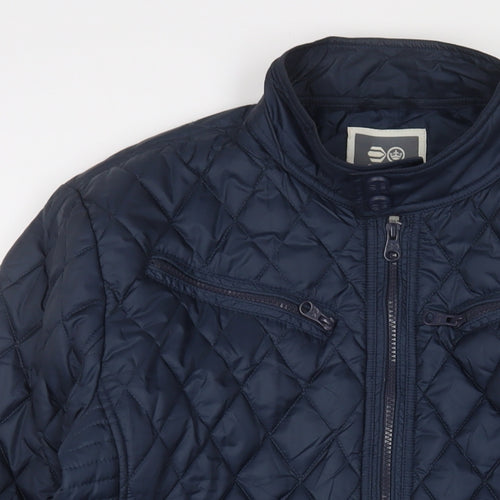 Crosshatch Mens Blue Quilted Jacket Size L Zip - Logo