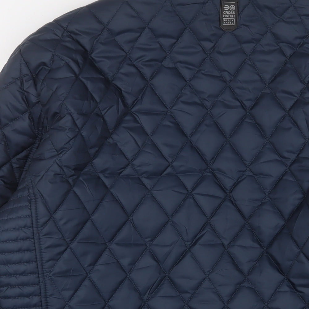 Crosshatch Mens Blue Quilted Jacket Size L Zip - Logo