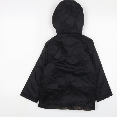 adidas Boys Black Basic Coat Coat Size 5-6 Years Zip - Logo