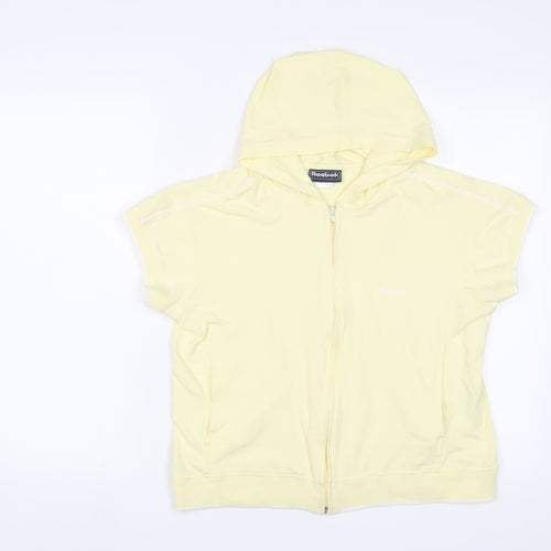 Reebok Womens Yellow Cotton Full Zip Hoodie Size 16 Zip - Logo, Embroidered