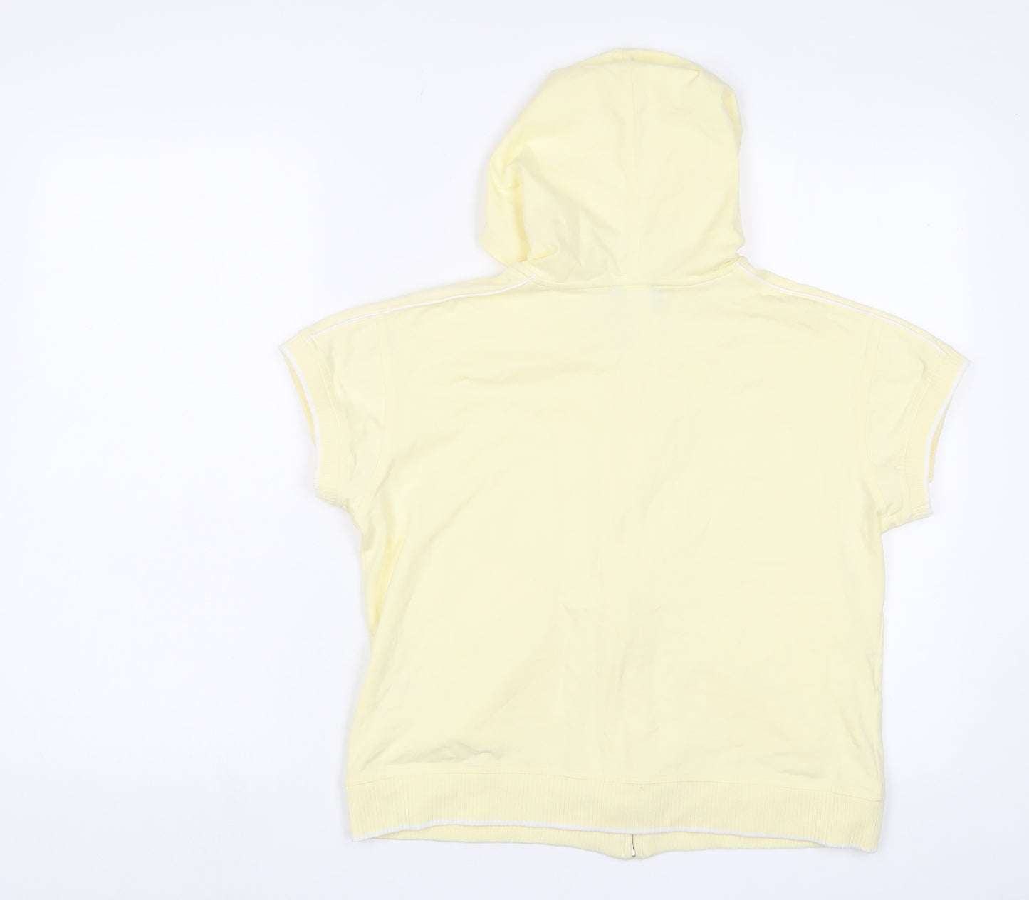 Reebok Womens Yellow Cotton Full Zip Hoodie Size 16 Zip - Logo, Embroidered