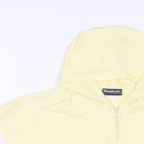 Reebok Womens Yellow Cotton Full Zip Hoodie Size 16 Zip - Logo, Embroidered