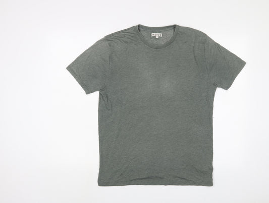 Reiss Mens Green Cotton T-Shirt Size L Crew Neck