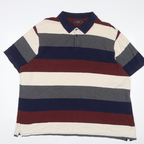 Maine Mens Multicoloured Striped Cotton Polo Size 3XL Collared Button