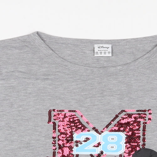 Disney Womens Grey Polyester Cropped T-Shirt Size 20 Collared - Minnie Mouse