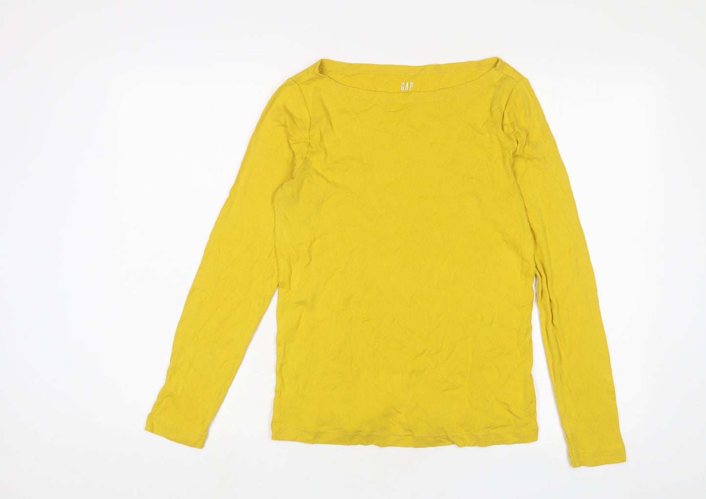 Gap Womens Yellow Cotton Basic T-Shirt Size M Boat Neck