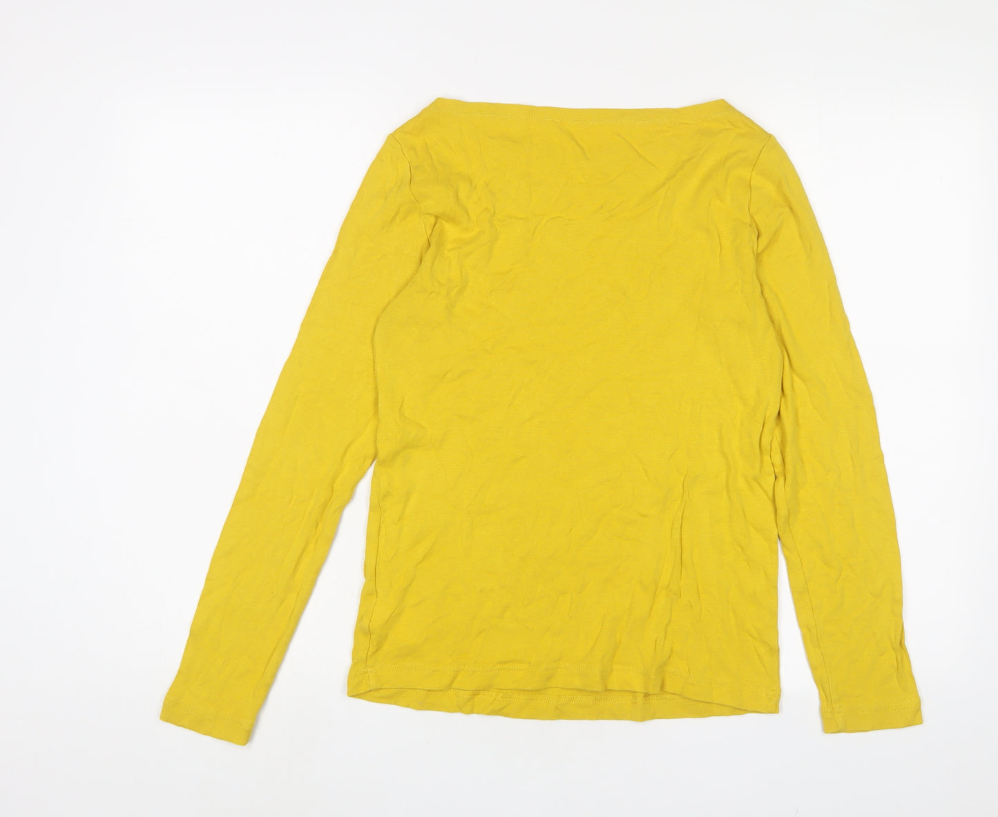 Gap Womens Yellow Cotton Basic T-Shirt Size M Boat Neck