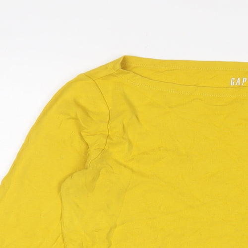 Gap Womens Yellow Cotton Basic T-Shirt Size M Boat Neck