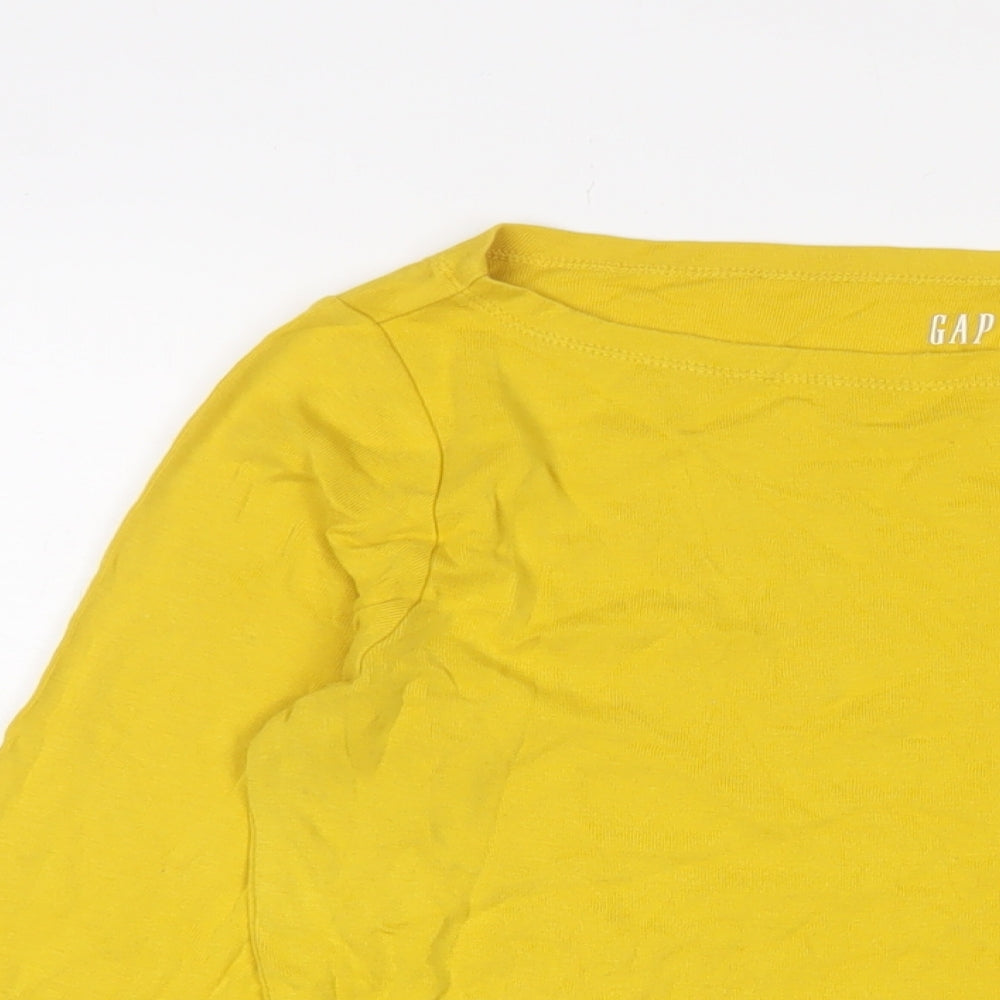 Gap Womens Yellow Cotton Basic T-Shirt Size M Boat Neck