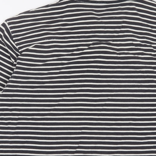 Jasper Conran Mens Black Striped Cotton Polo Size L Collared Button