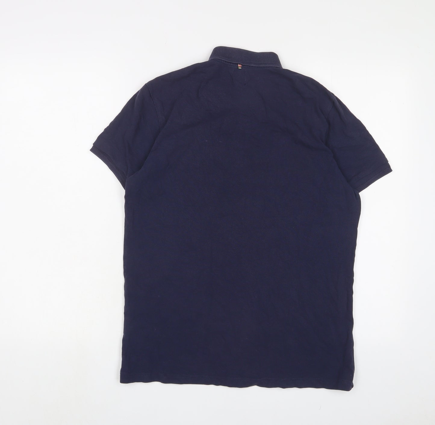 Pretty Green Mens Blue Cotton Polo Size M Collared Button - Logo, Embroidered