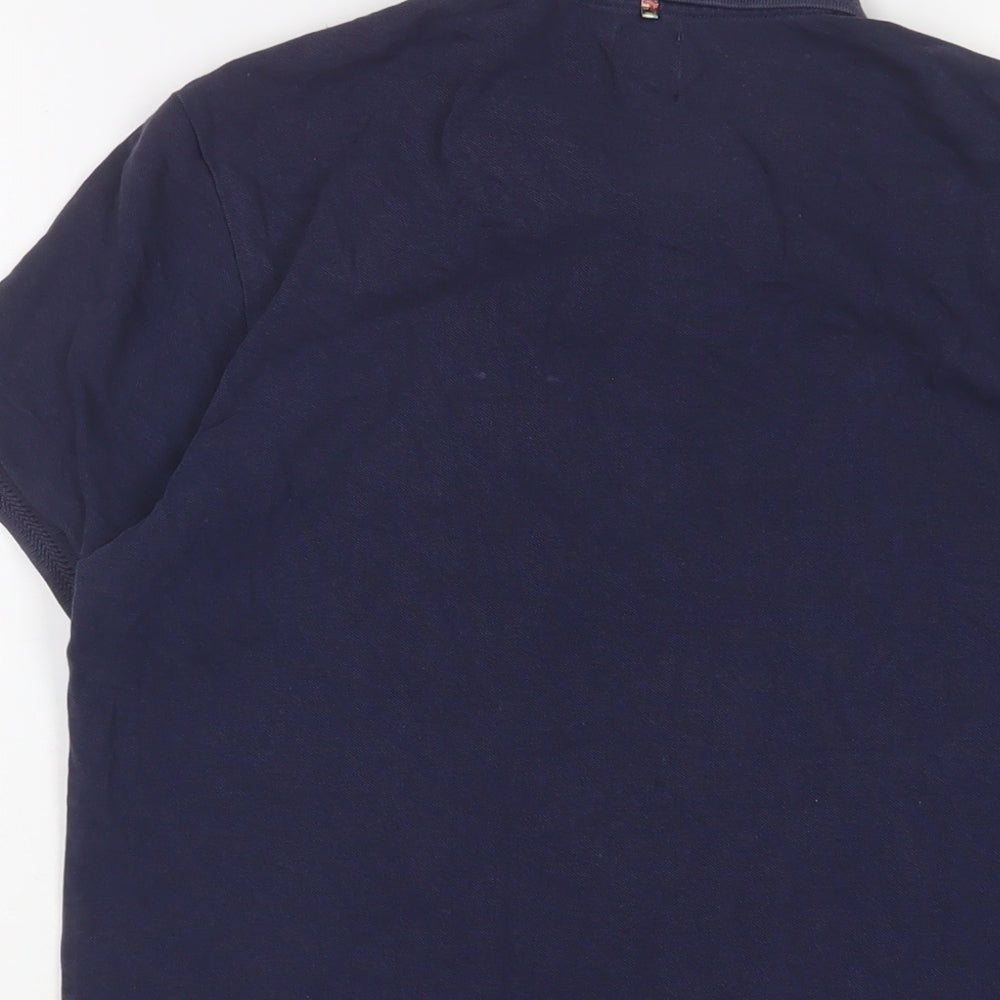 Pretty Green Mens Blue Cotton Polo Size M Collared Button - Logo, Embroidered