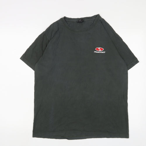 Joker Mens Green Cotton T-Shirt Size 3XL Crew Neck - Embroidered