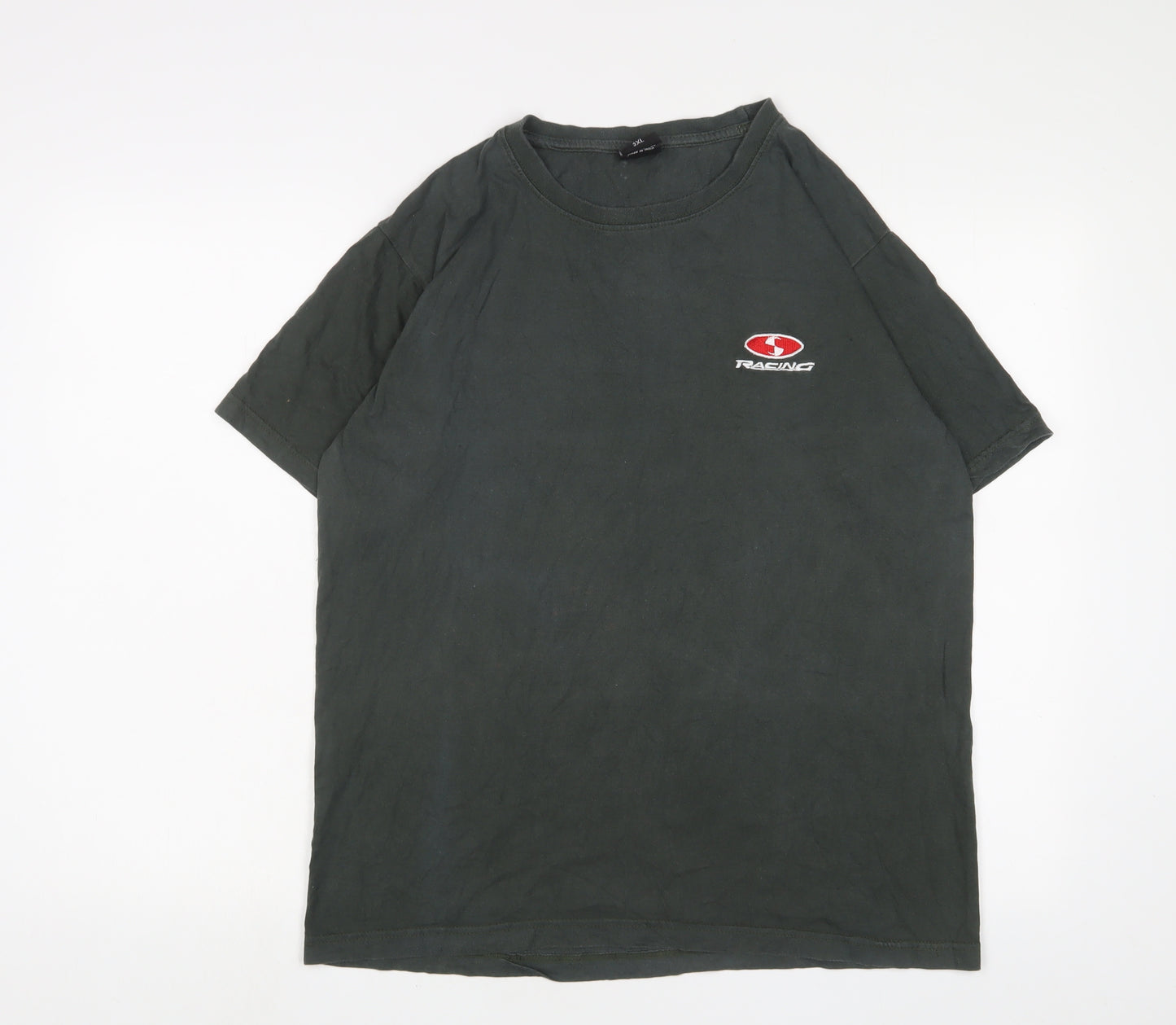 Joker Mens Green Cotton T-Shirt Size 3XL Crew Neck - Embroidered