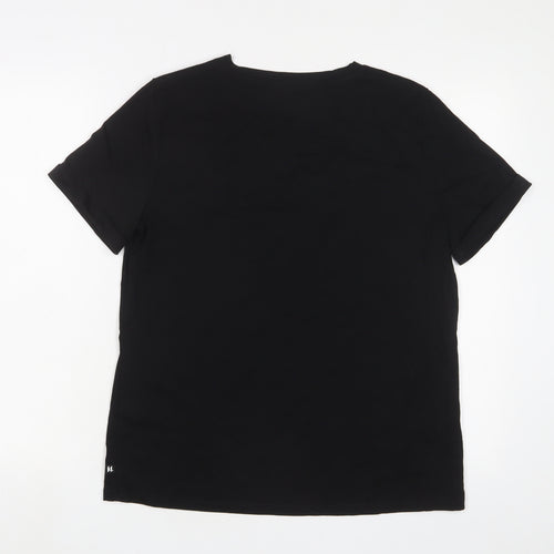 Karl Lagerfeld Womens Black Cotton Basic T-Shirt Size M V-Neck