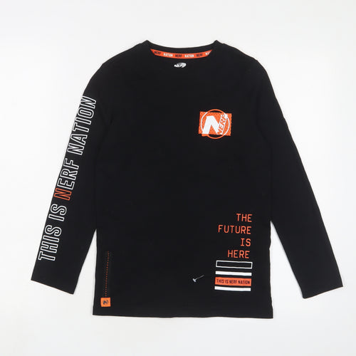 NERF Boys Black Cotton Basic Casual Size 8-9 Years Crew Neck Pullover