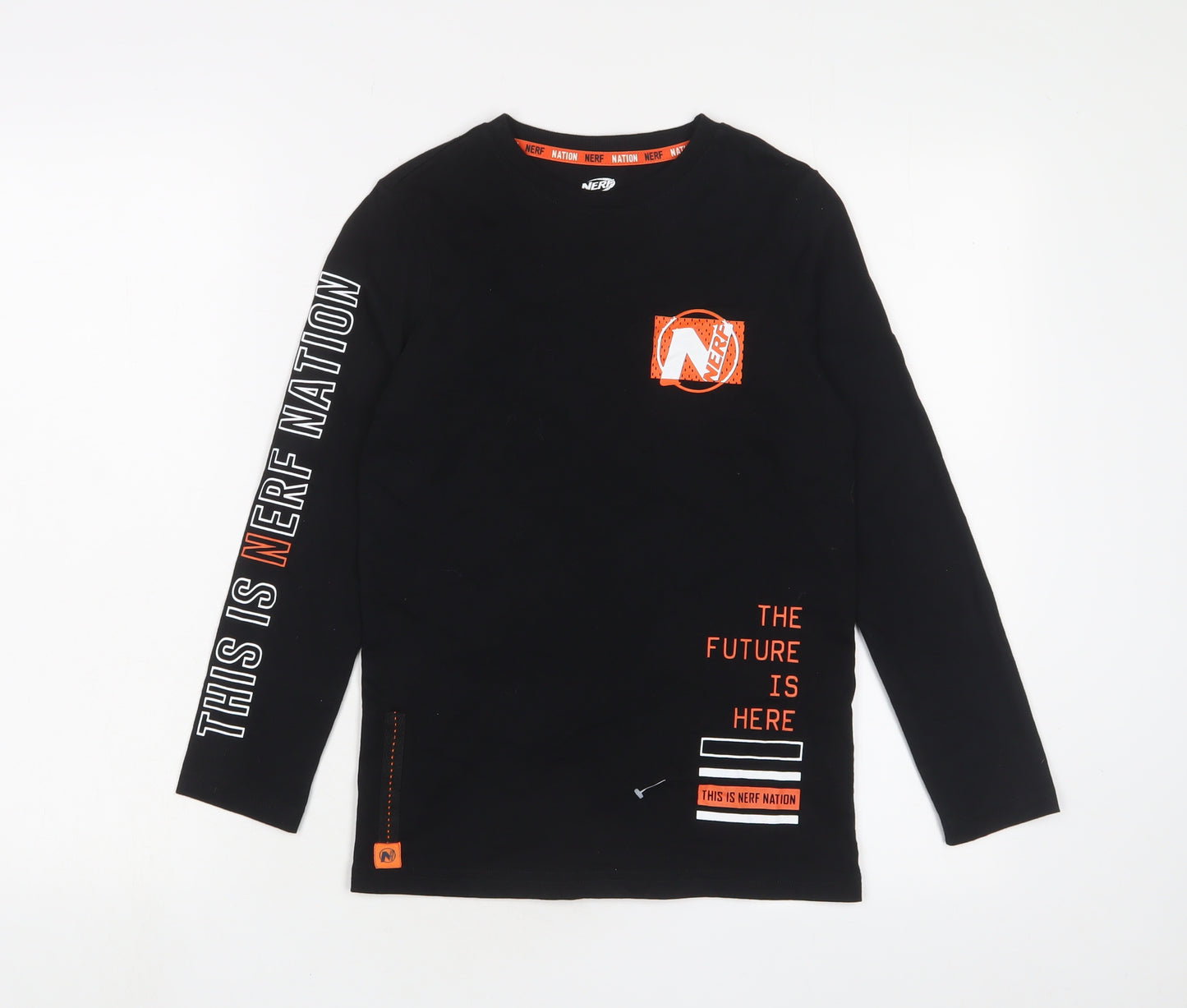 NERF Boys Black Cotton Basic Casual Size 8-9 Years Crew Neck Pullover