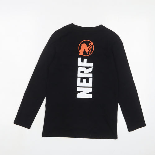 NERF Boys Black Cotton Basic Casual Size 8-9 Years Crew Neck Pullover