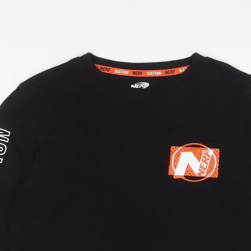 NERF Boys Black Cotton Basic Casual Size 8-9 Years Crew Neck Pullover