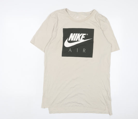 Nike Mens Beige Cotton T-Shirt Size S Crew Neck